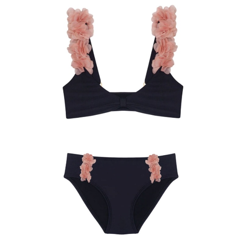 PQ Swim Midnight Gold Petal Girls Bikini Set