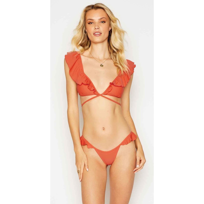Beach Bunny Scarlette Wrap Bikini Top in Poppy