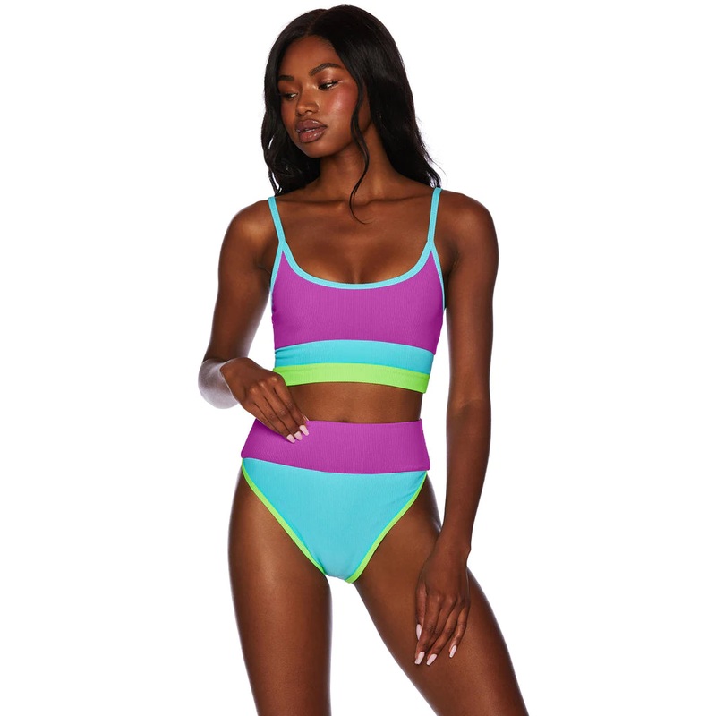 Beach Riot Eva Top in Fluorescents Colorblock