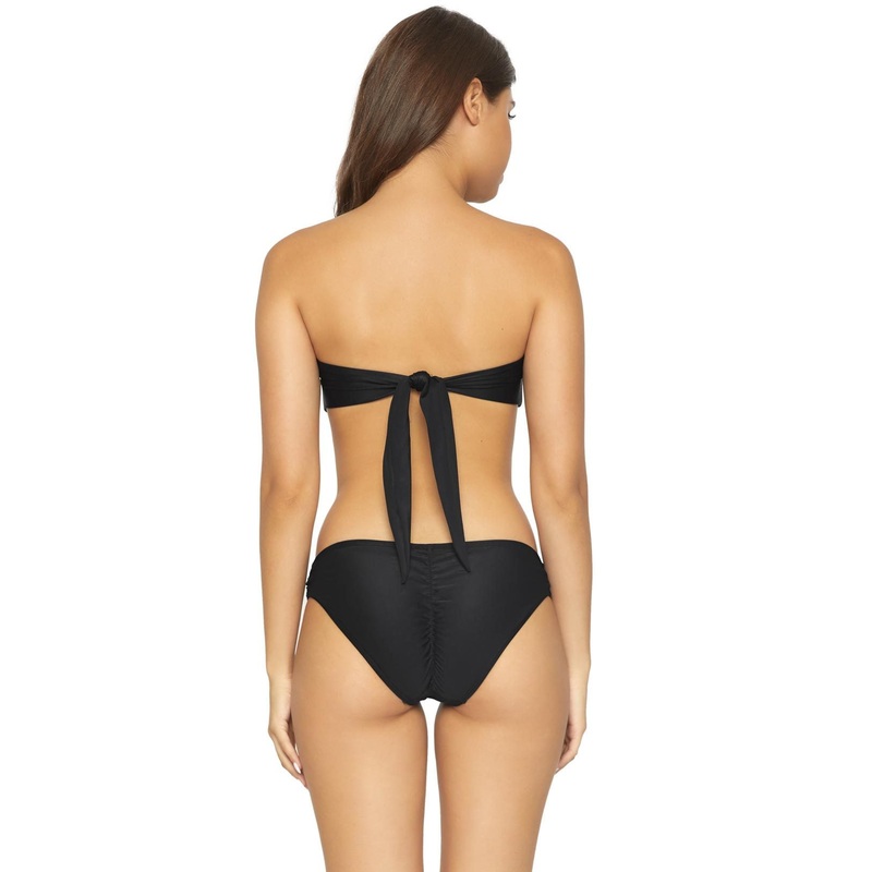 PilyQ Dusty Rose Knot Full Cut Bikini Bottom In Black