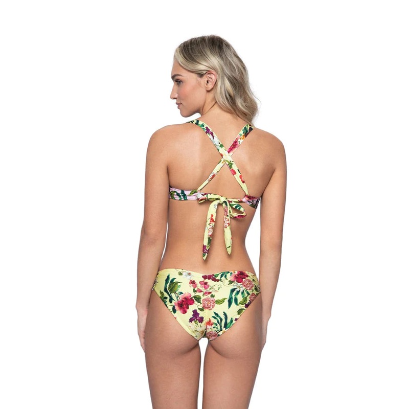PQ Swim Reversible Basic Ruched Bottoms in Summer Hibiscus
