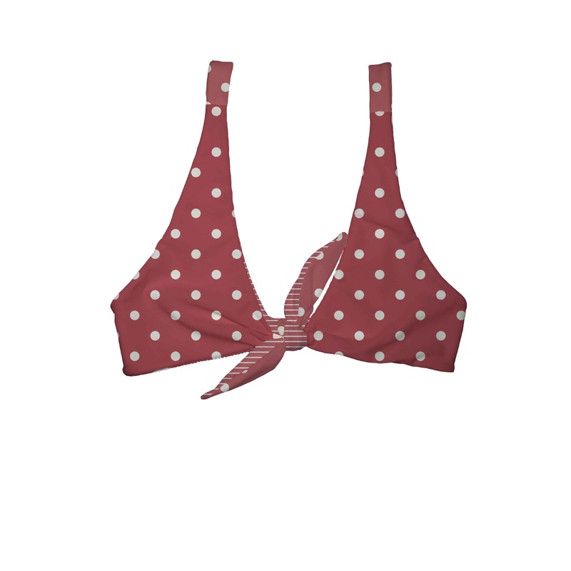 Summer Label Biarritz Bikini Top In Maroon Polka Dot