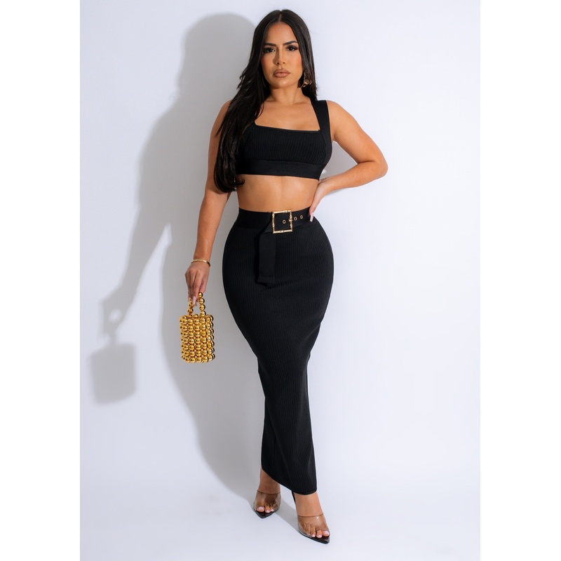 All Your Love Bandage Skirt Set Black