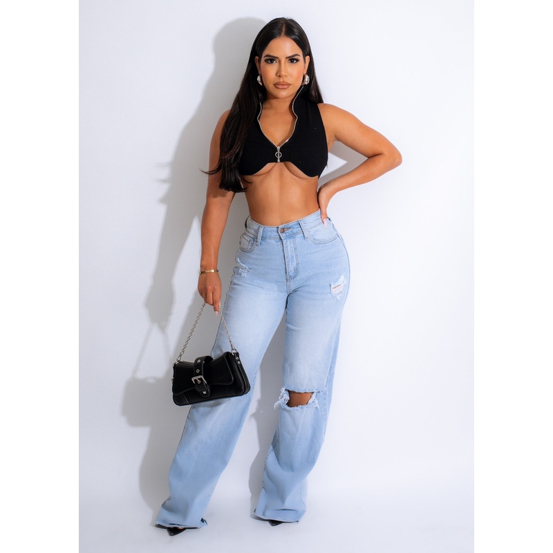 Best Gift Ribbed Crop Top Black