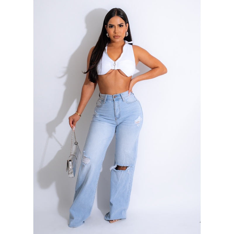 Best Gift Ribbed Crop Top White