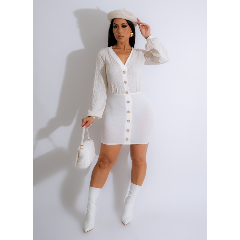 Cozy Day Knitted Mini Dress White