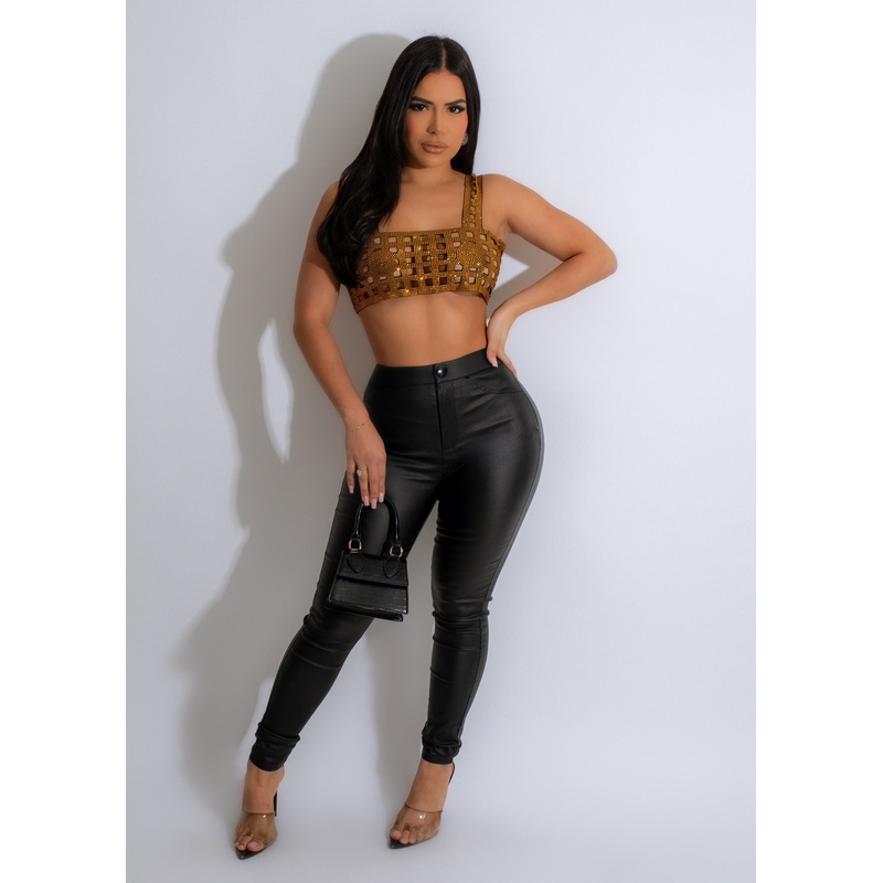 Lady Of The Night Diamonds Crop Top Gold