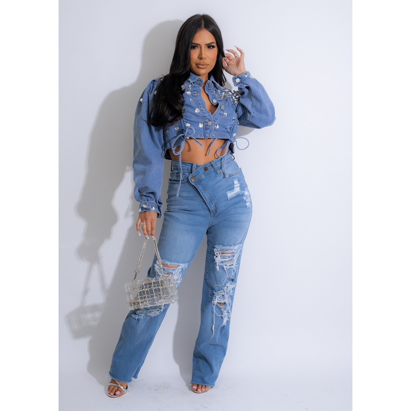 Rock N Roll Denim Diamond Jacket Denim
