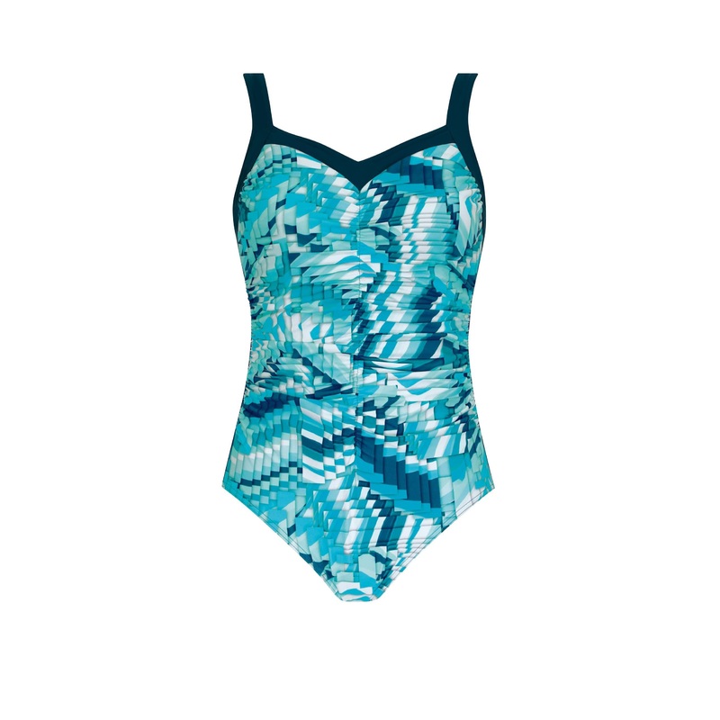 Sunflair Mastectomy Blue  Geo Print One piece