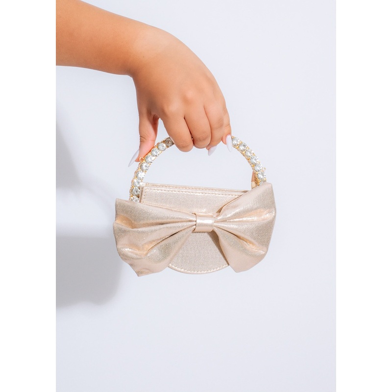 Sweetest Girl Bow Handbag Gold