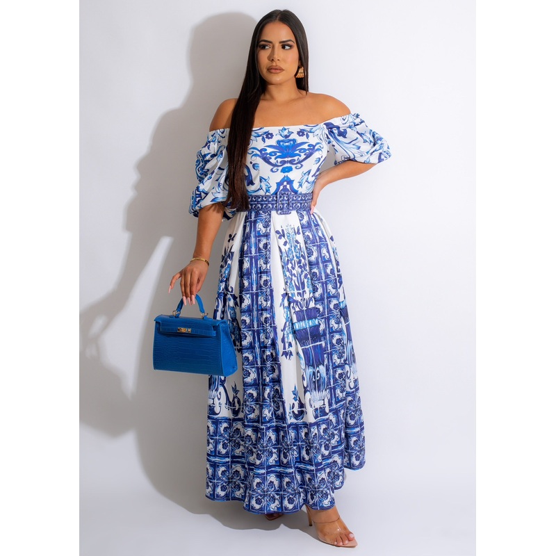 Work Of Art Maxi Dress Blue