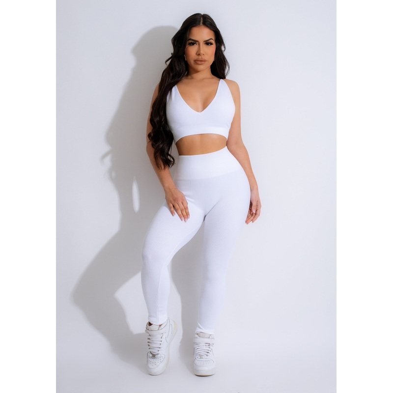 Fitness Day Ribbed Legging White
