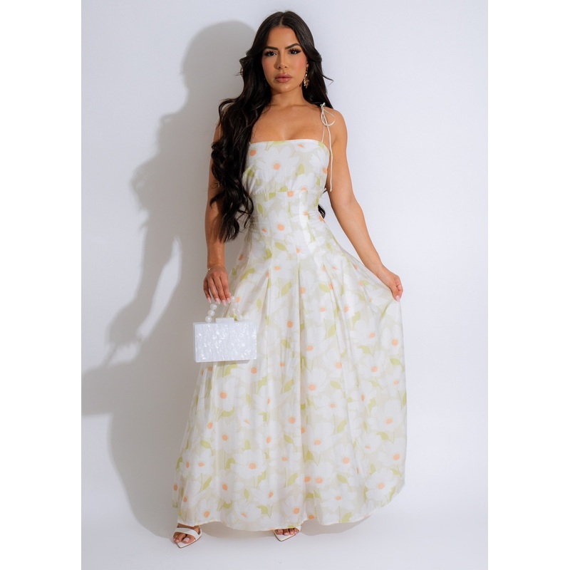 Floral Elegance Maxi Dress Green