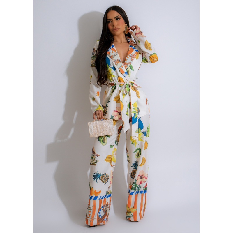 Tropical Vibes Pant Set Nude