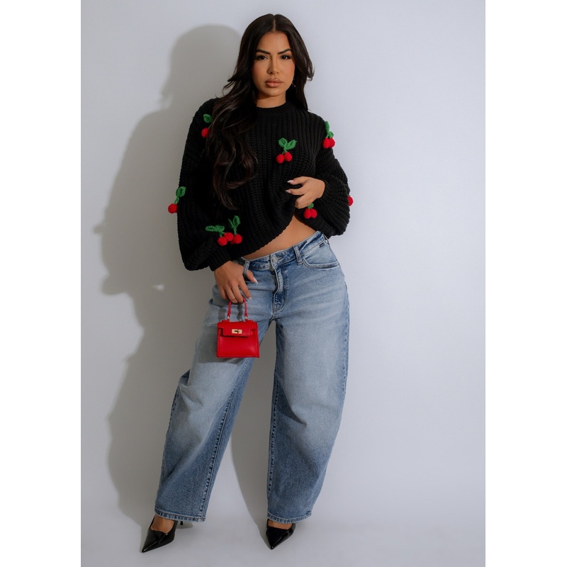 Cherry Pop Sweater Knit Black