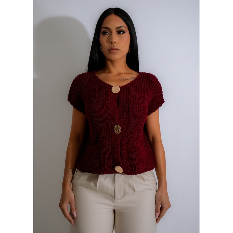 Golden Hour Knit Long Top Red