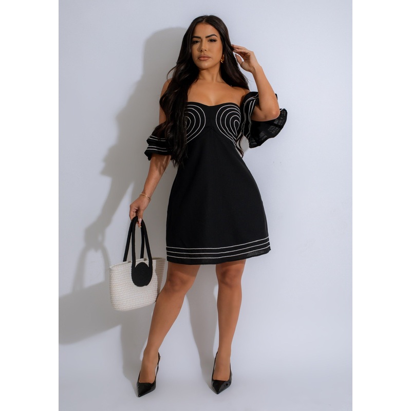 Nautical Allure Mini Dress Black