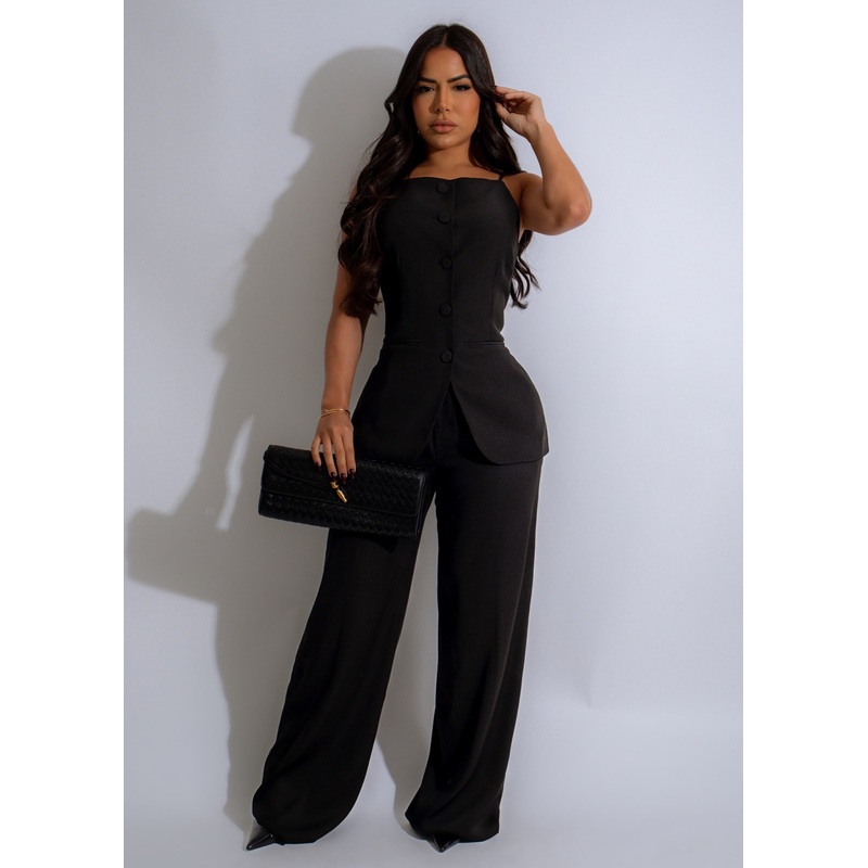 Refined Structure Long Top Black