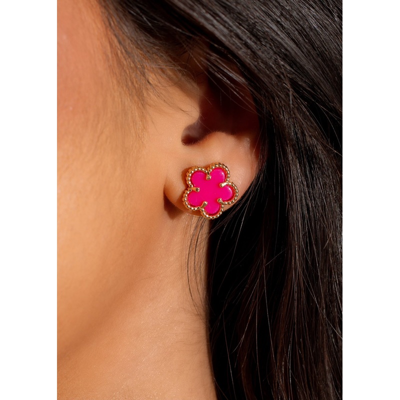Roses In The Rain Earring  Pink