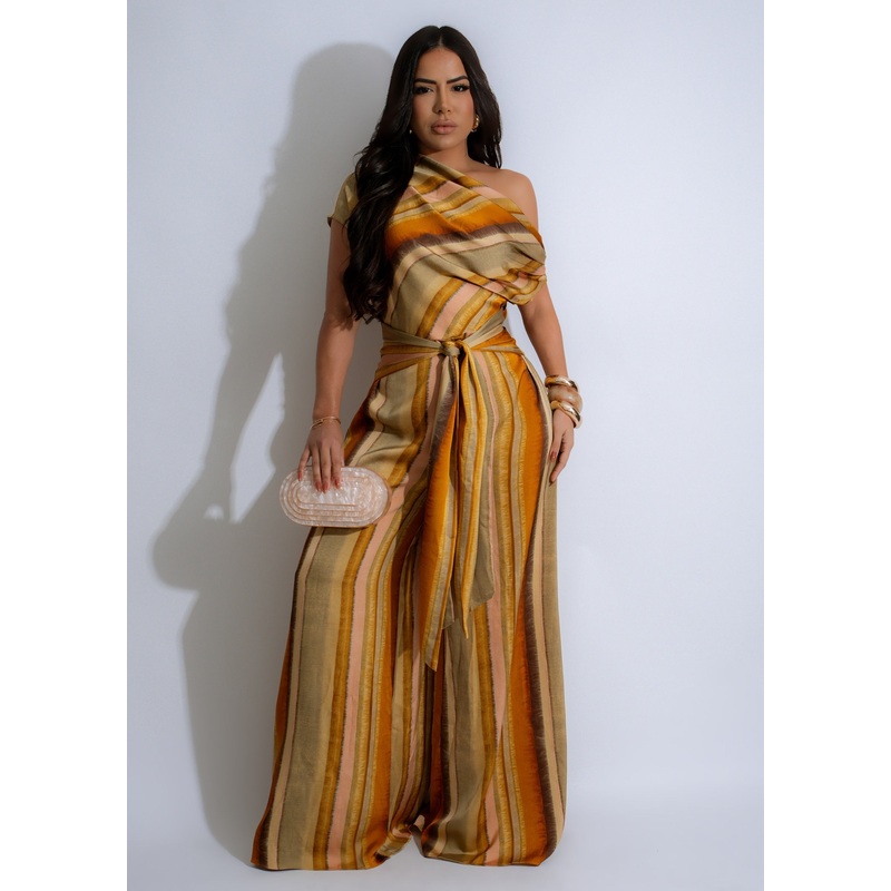 Sahara Dreams Stripes Jumpsuit Yellow