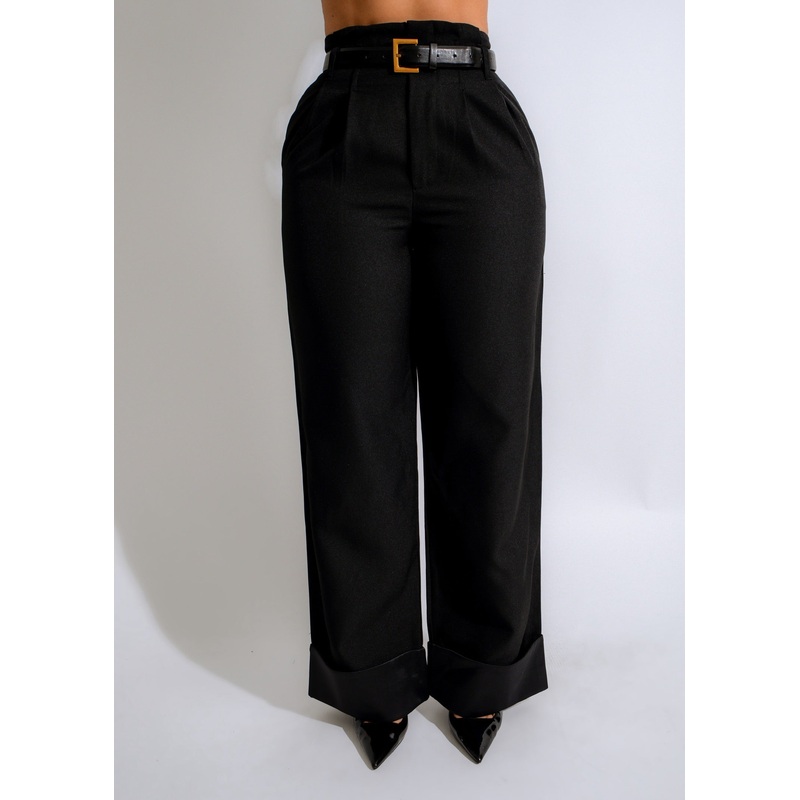 Sculpted Silhouette Cuffed Pants Black