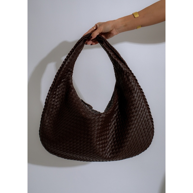 Serenade Woven Hobo Handbag Brown