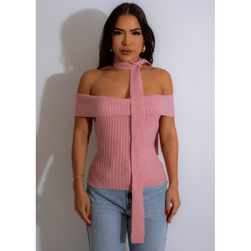 She's Cozy Knit Top Pink