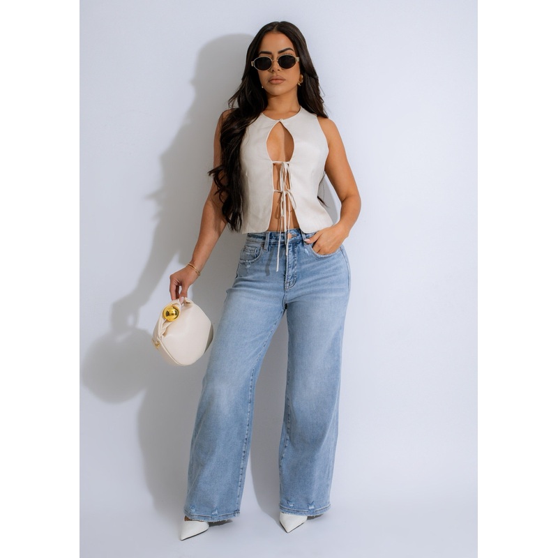 Skyward Dream Distressed Jeans Light Denim