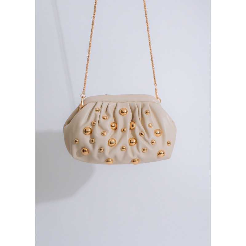 Stellar Studded Clutch Nude