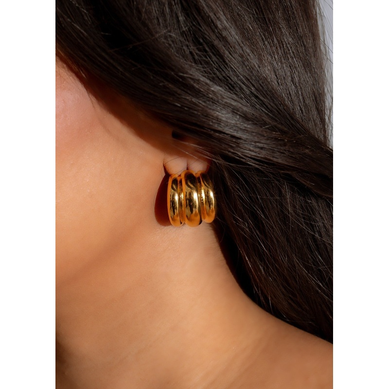 Waves Hoops Earrings Gold