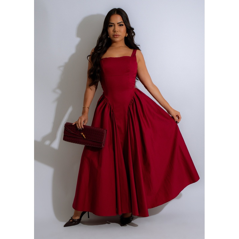 Whispering Rose Maxi Dress Red