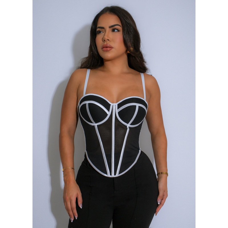 Eclipsed Grace Mesh Crop Top Black