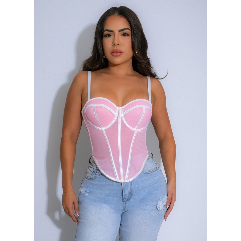 Eclipsed Grace Mesh Crop Top Pink