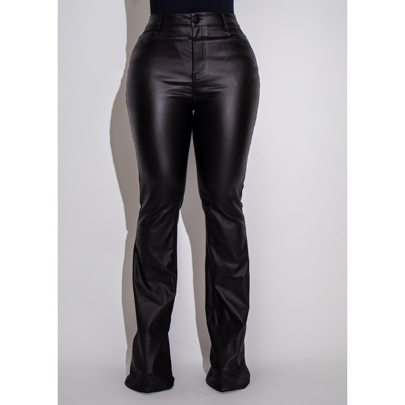 Obsidian Flair Faux Leather Pants Black