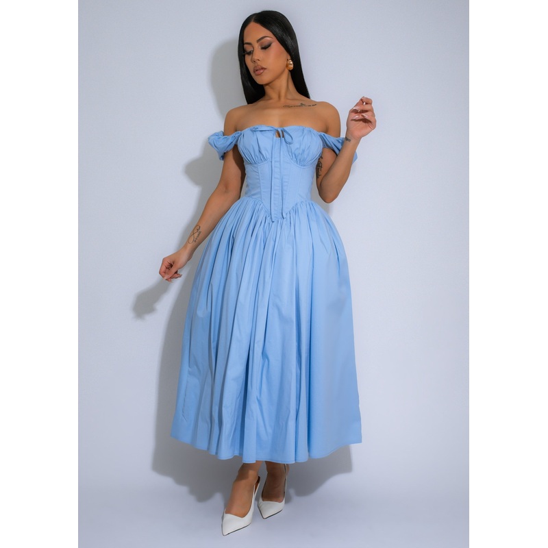On The Meadow Midi Dress Blue