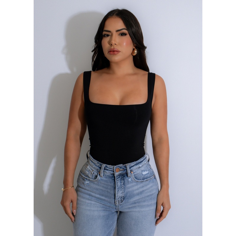 The Sculpt Square Bodysuit Black