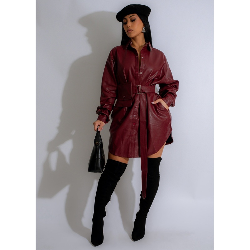 Urban Luxe Faux Leather Mini Dress Red