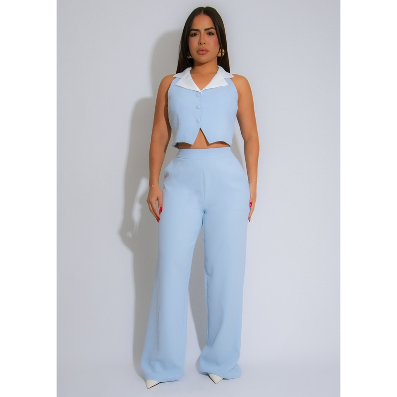 Belle poque Pant Set Blue