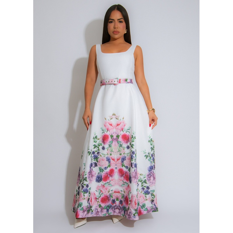 Bloom Majesty Floral Maxi Dress White