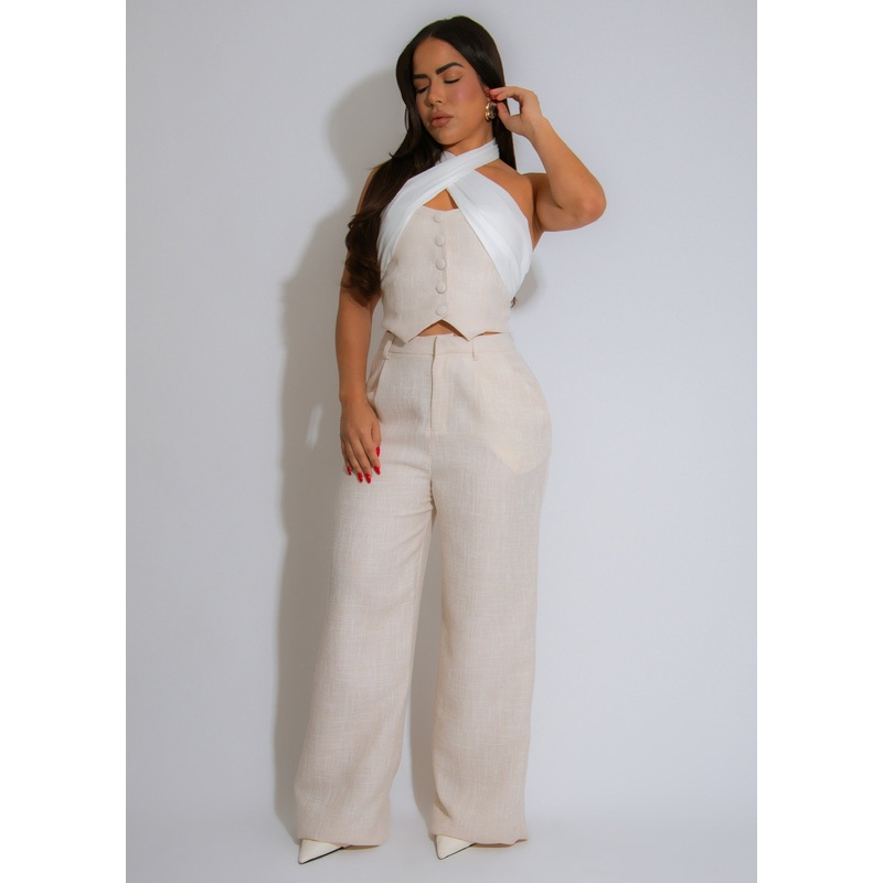 Effortless Elegance Pant Set Nude
