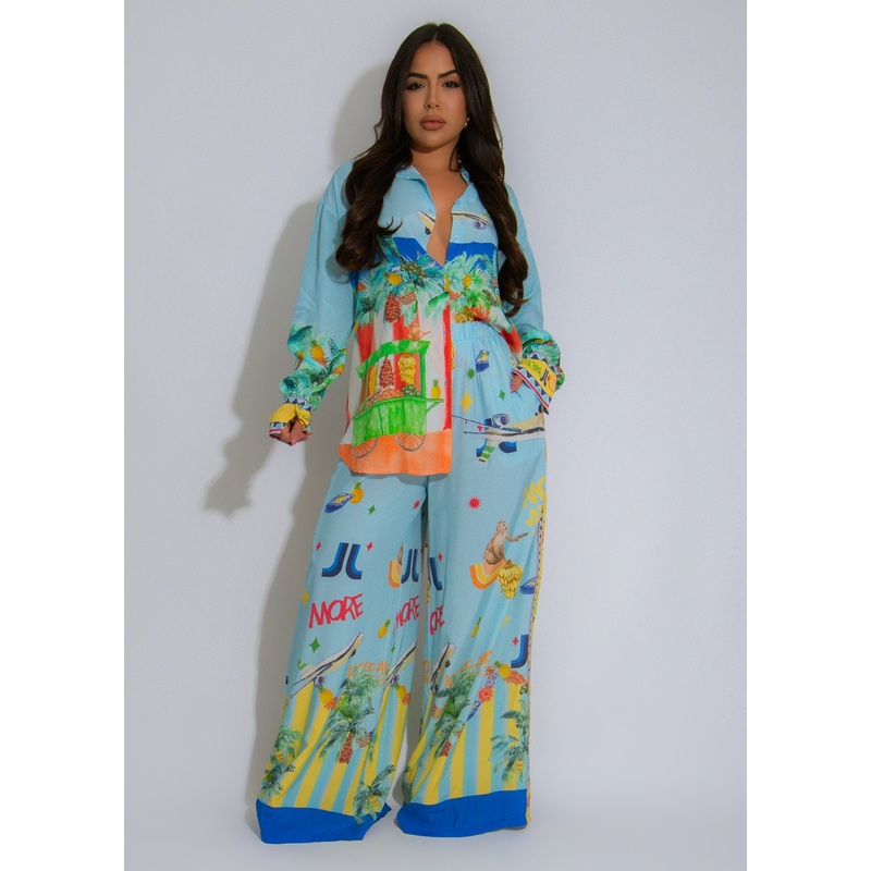 Paradise Journey Pant Set Blue