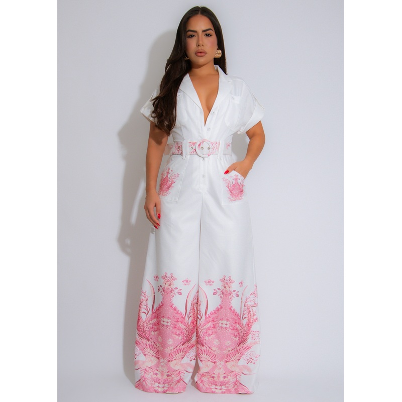 Savannah Explorer Floral Jumpsuit White