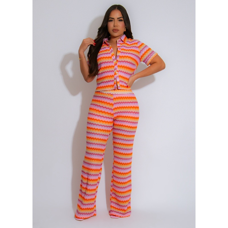 Sunset Rhythm Pant Set Orange