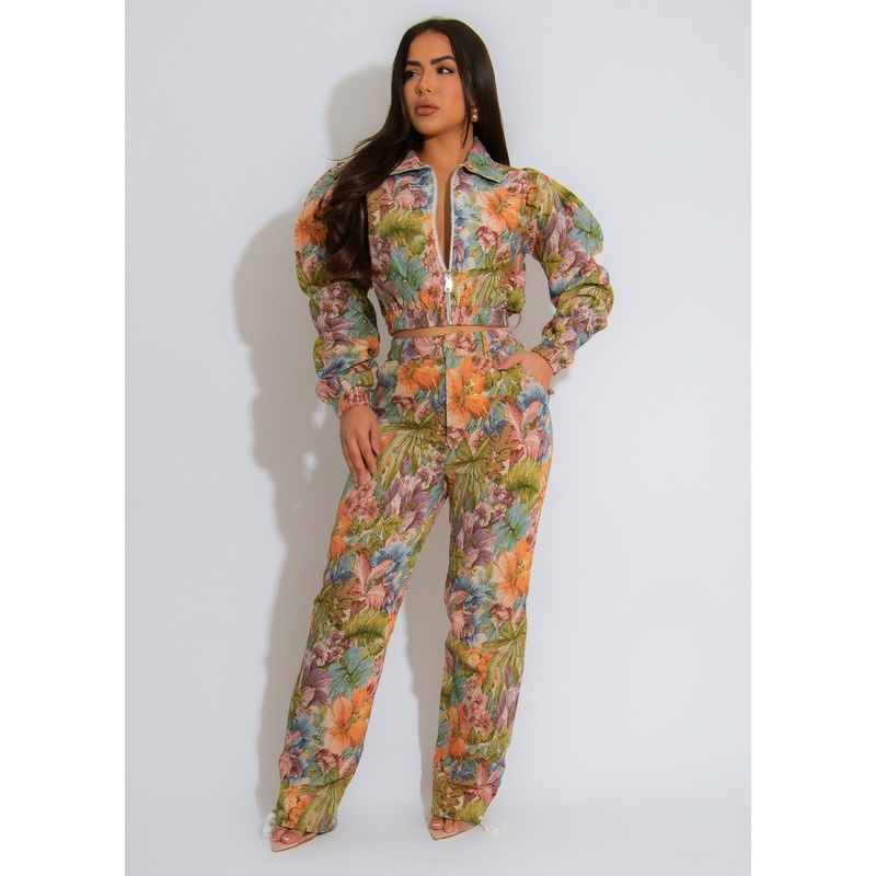 Verdant Opulence Flora Pant Set Purple