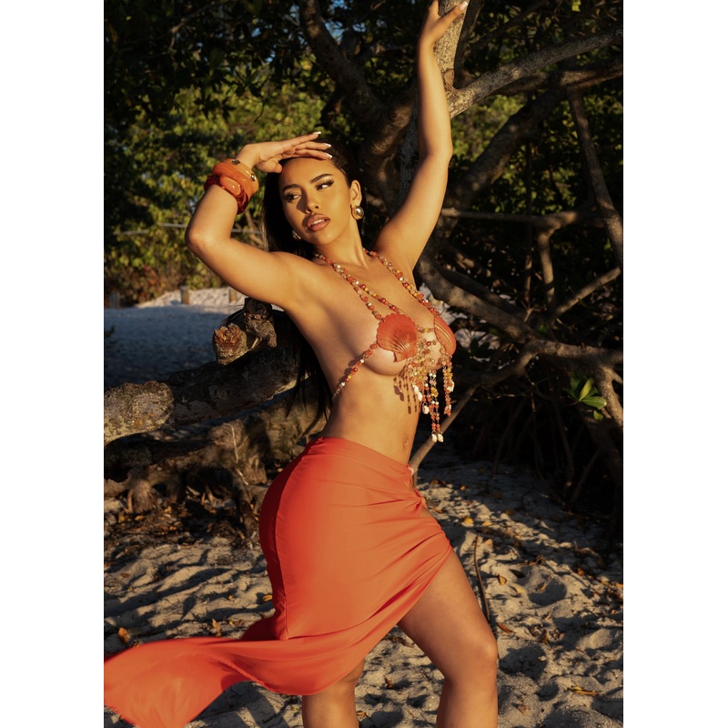Another Beach Trip Pearls Bikini Set Orange