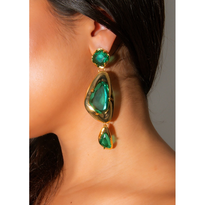 Celestial Drip Earrings Green