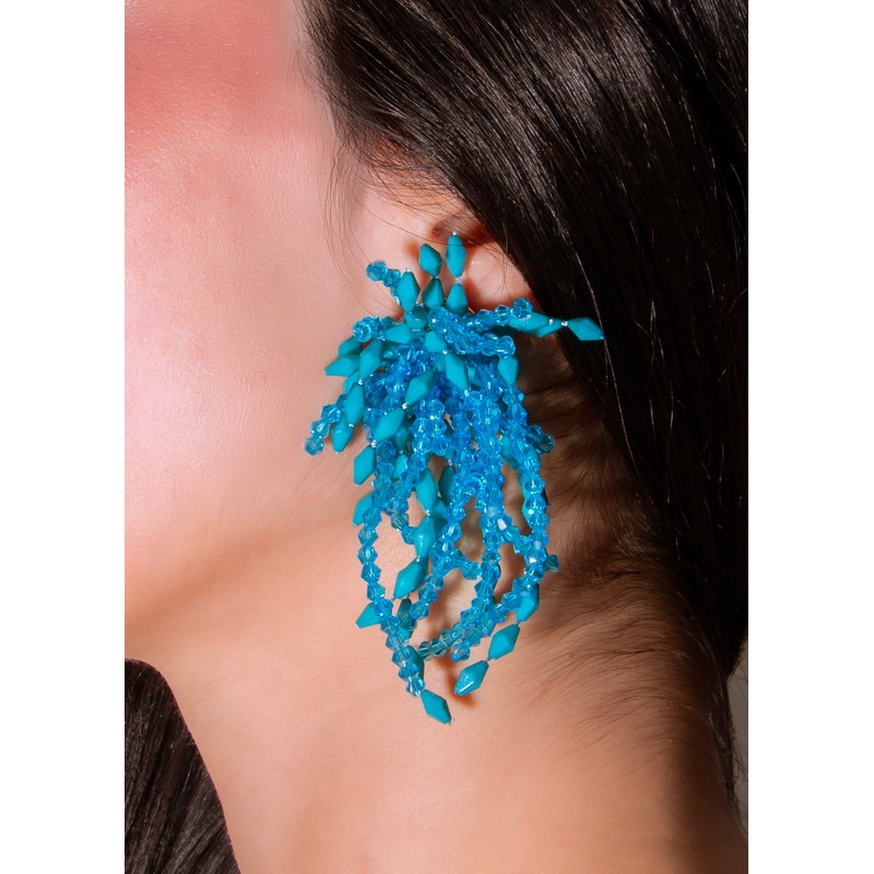 Frosted Bloom Earrings Blue