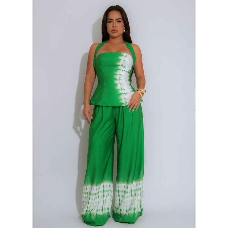Palm Mirage Pant Set Green