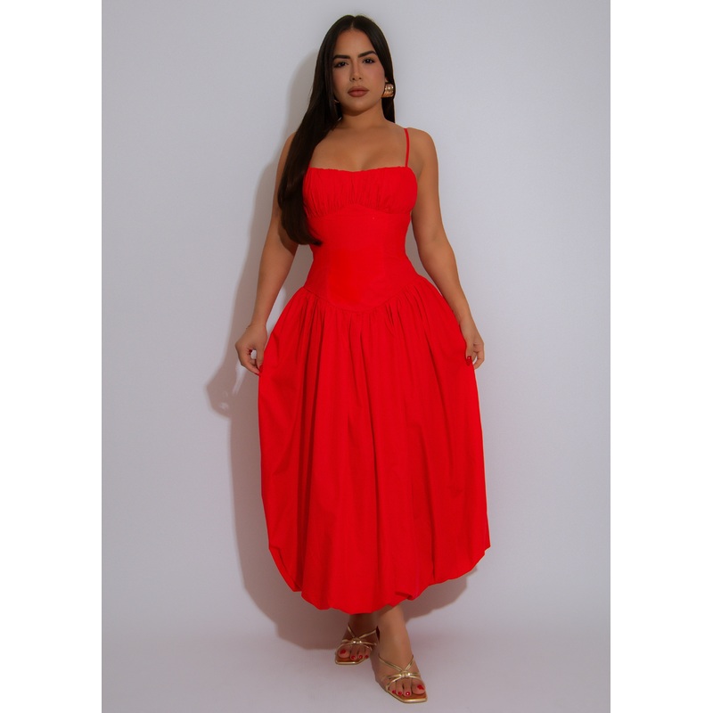 Perfectly Polished Midi Dress Red