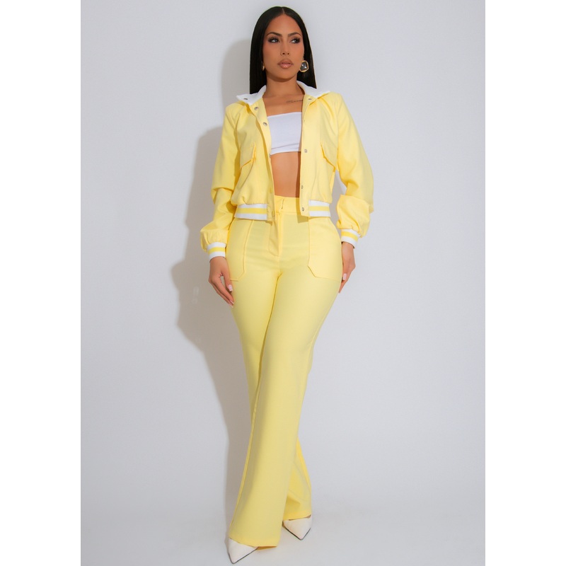 Varsity Glow Pant Set Yellow